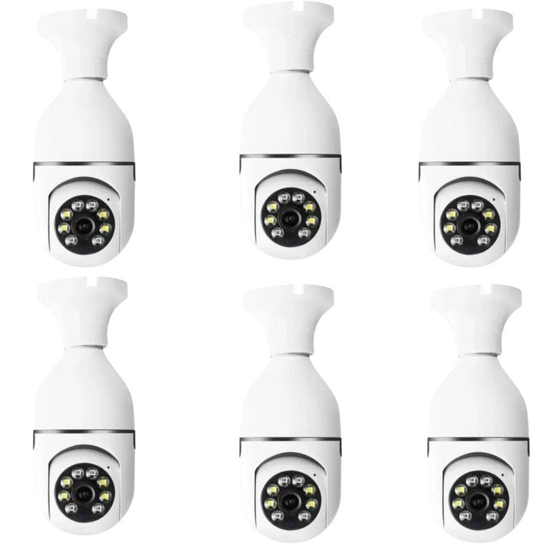 Kit 6 cameras de segurança smart wifi 360º full hd para escritorio casa baba cachorro imagem no celular lampada infravermelho giratorio sensor de movimentos
