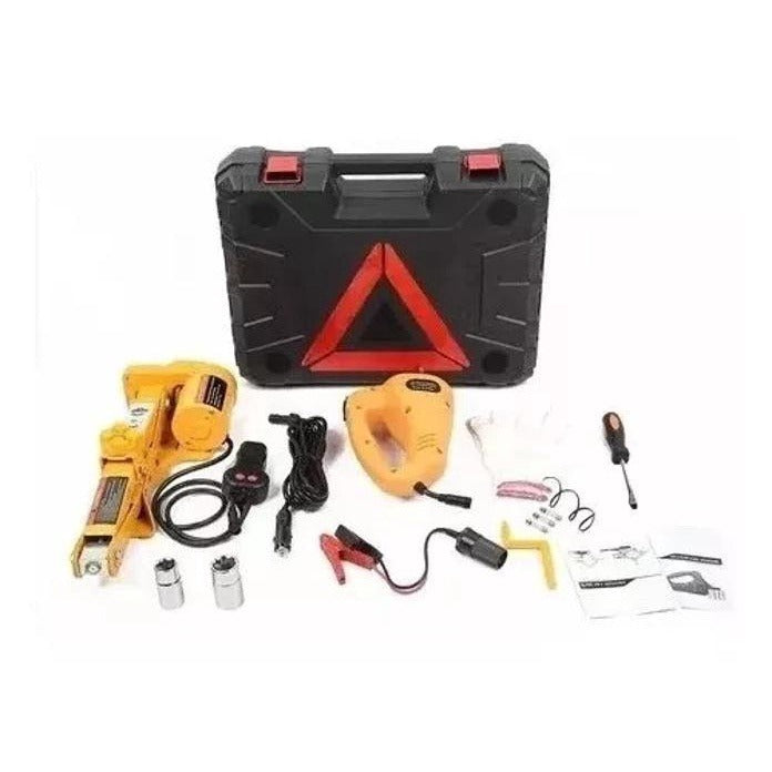 Macaco Elétrico Com Chave Roda E Compressor 12V Completo
